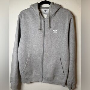 Adidas Originals Gray Full Zip Hoodie Trefoil Logo Fleece Men’s Small